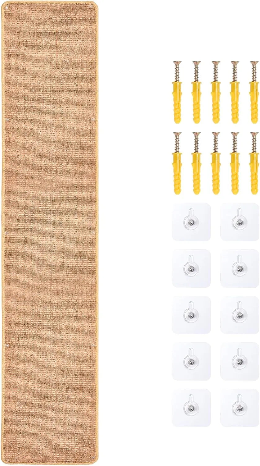 Natural Sisal Cat Wall Climbing Carpet, Wall Scratcher Carpet Mat Pad, Cat Climbing Wall, Tall Scratching Post, Wall Floor Couch Sofa Protector, Scratching Pad for Indoor Cats PIUPAW