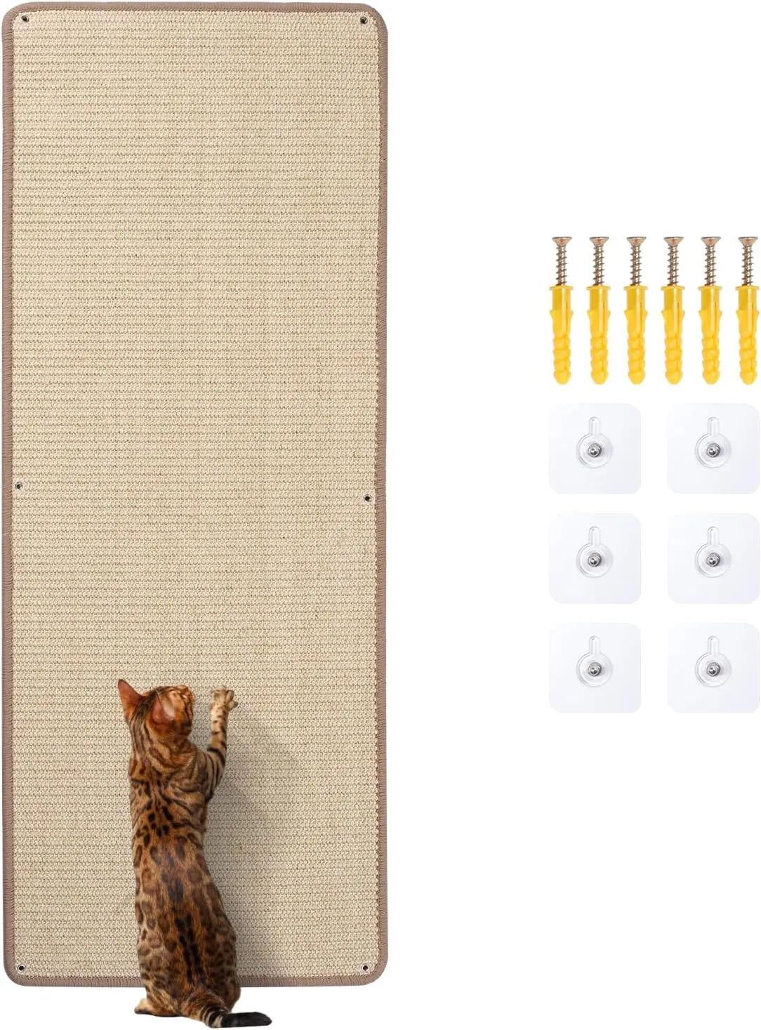 Natural Sisal Cat Wall Climbing Carpet, Wall Scratcher Carpet Mat Pad, Cat Climbing Wall, Tall Scratching Post, Wall Floor Couch Sofa Protector, Scratching Pad for Indoor Cats PIUPAW