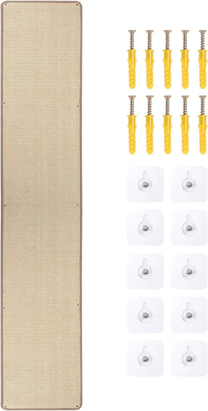 Natural Sisal Cat Wall Climbing Carpet, Wall Scratcher Carpet Mat Pad, Cat Climbing Wall, Tall Scratching Post, Wall Floor Couch Sofa Protector, Scratching Pad for Indoor Cats PIUPAW