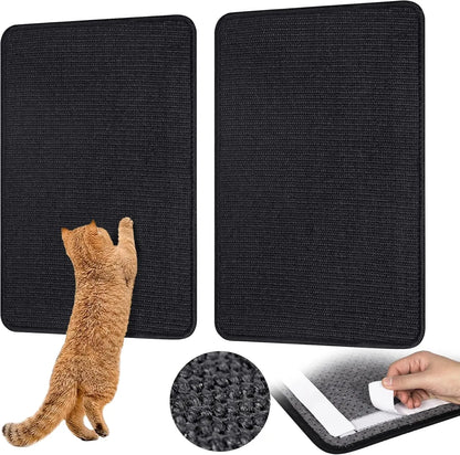 Carpet Cat Scratching Mat Sisal, 2 Packs Sisal Fabric Large 23.6" x 15.7" Scratching Pad for Indoor Cats with Adhesive Hook Loop Tape, Cat Scratching Rug Wall Scratchers for Indoor PIUPAW