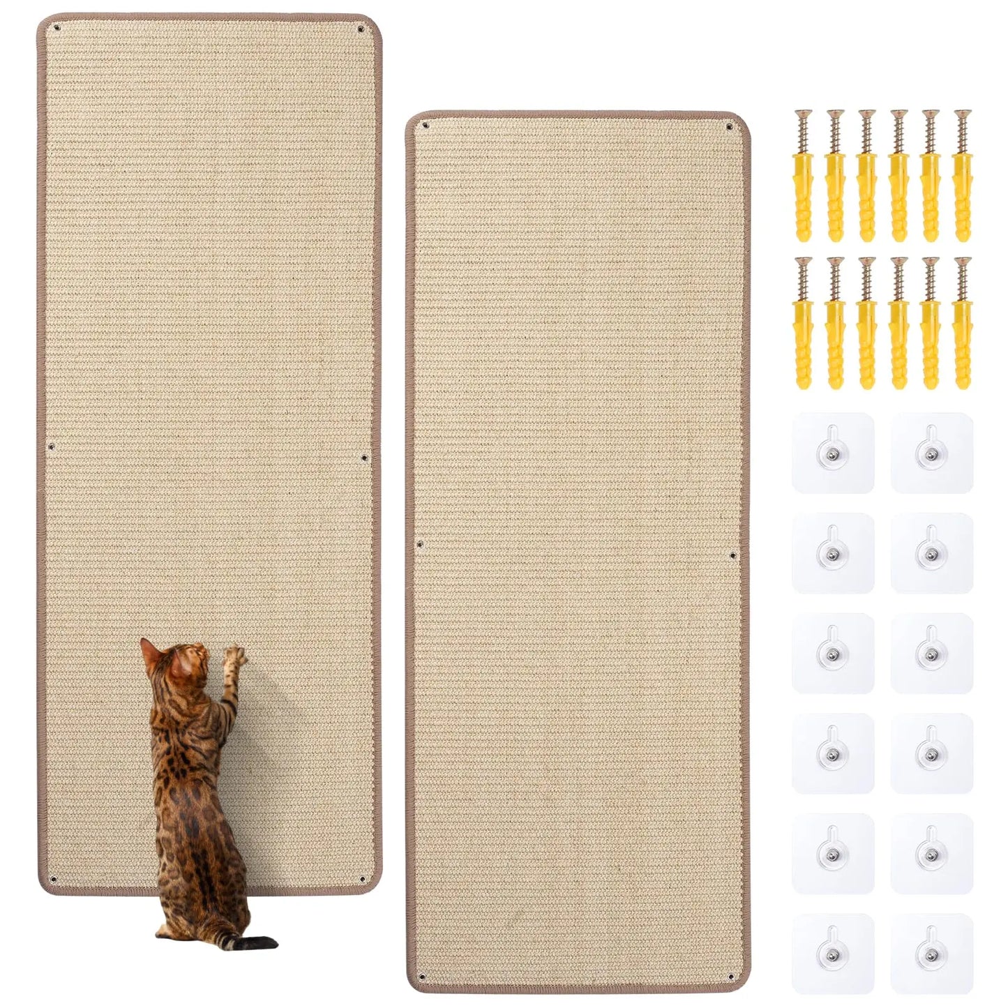 Natural Sisal Cat Wall Climbing Carpet, Wall Scratcher Carpet Mat Pad, Cat Climbing Wall, Tall Scratching Post, Wall Floor Couch Sofa Protector, Scratching Pad for Indoor Cats PIUPAW