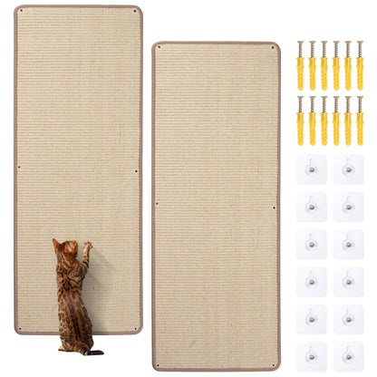 Natural Sisal Cat Wall Climbing Carpet, Wall Scratcher Carpet Mat Pad, Cat Climbing Wall, Tall Scratching Post, Wall Floor Couch Sofa Protector, Scratching Pad for Indoor Cats PIUPAW