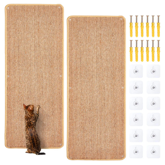 Natural Sisal Cat Wall Climbing Carpet, Wall Scratcher Carpet Mat Pad, Cat Climbing Wall, Tall Scratching Post, Wall Floor Couch Sofa Protector, Scratching Pad for Indoor Cats PIUPAW