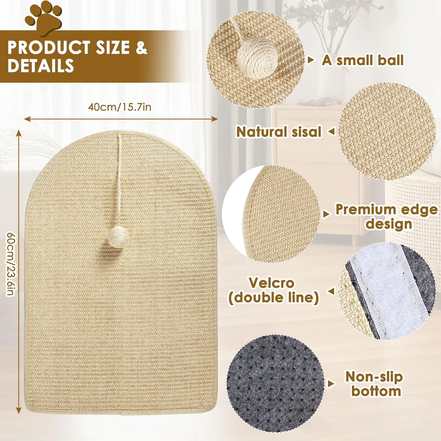 Sisal Cat Scratching Pads, Cat Scratcher Mats, Wall Cat Scratch Board, Wear-Resistant Scratching Mat Carpet, Anti cat Scratch Wall Sofa Protector PIUPAW