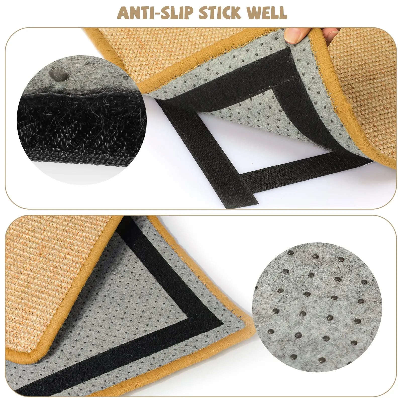 Carpet Cat Scratching Mat Sisal, 2 Packs Sisal Fabric Large 23.6" x 15.7" Scratching Pad for Indoor Cats with Adhesive Hook Loop Tape, Cat Scratching Rug Wall Scratchers for Indoor PIUPAW