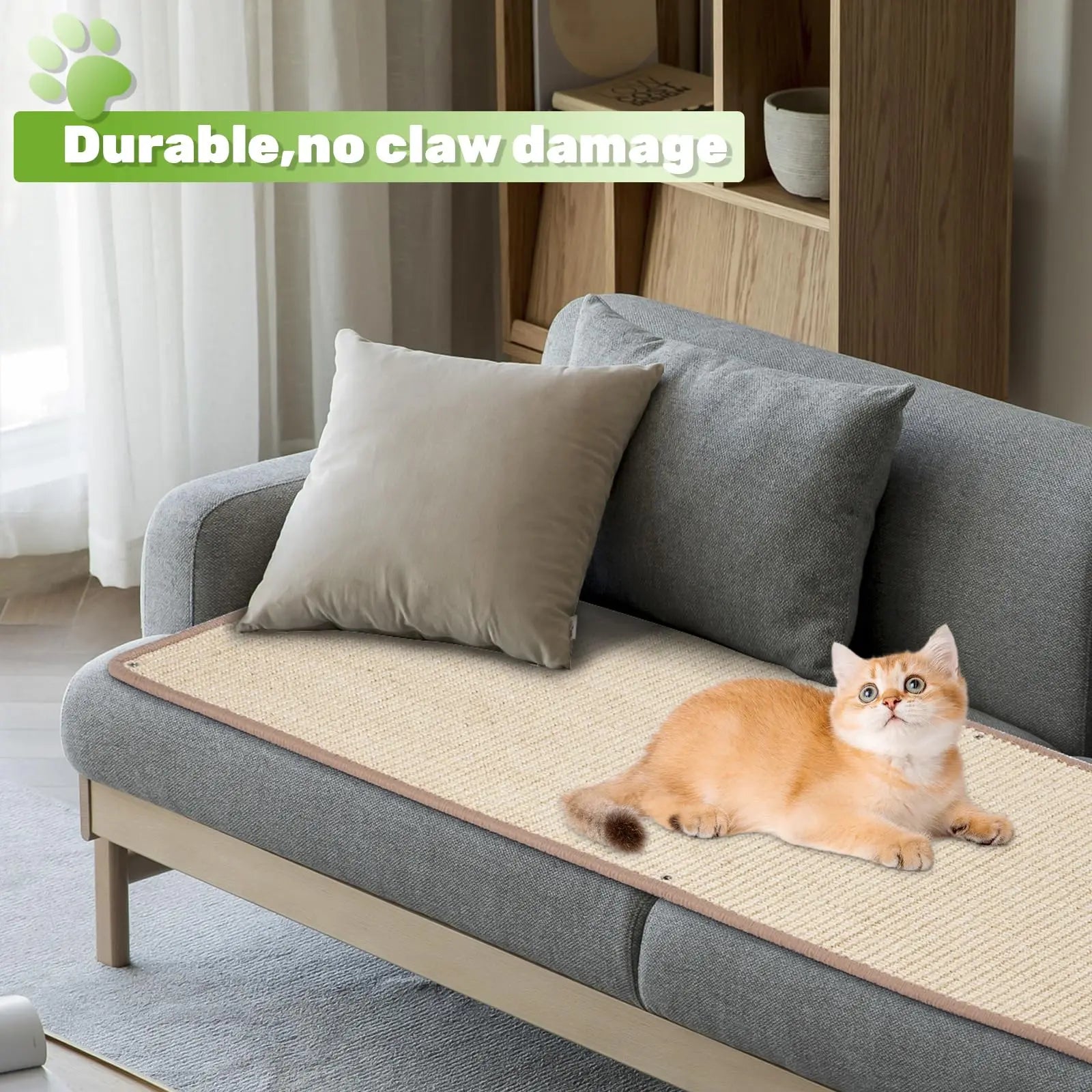 Natural Sisal Cat Wall Climbing Carpet, Wall Scratcher Carpet Mat Pad, Cat Climbing Wall, Tall Scratching Post, Wall Floor Couch Sofa Protector, Scratching Pad for Indoor Cats PIUPAW