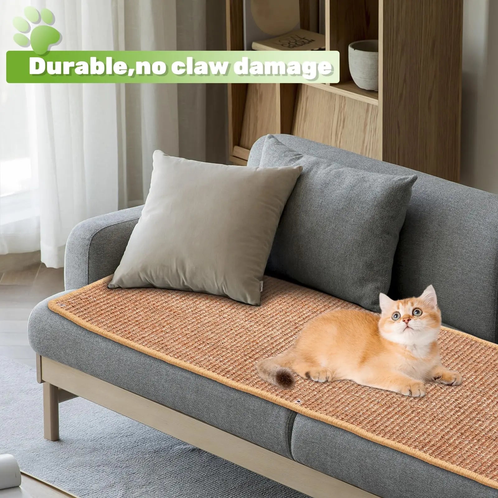 Natural Sisal Cat Wall Climbing Carpet, Wall Scratcher Carpet Mat Pad, Cat Climbing Wall, Tall Scratching Post, Wall Floor Couch Sofa Protector, Scratching Pad for Indoor Cats PIUPAW