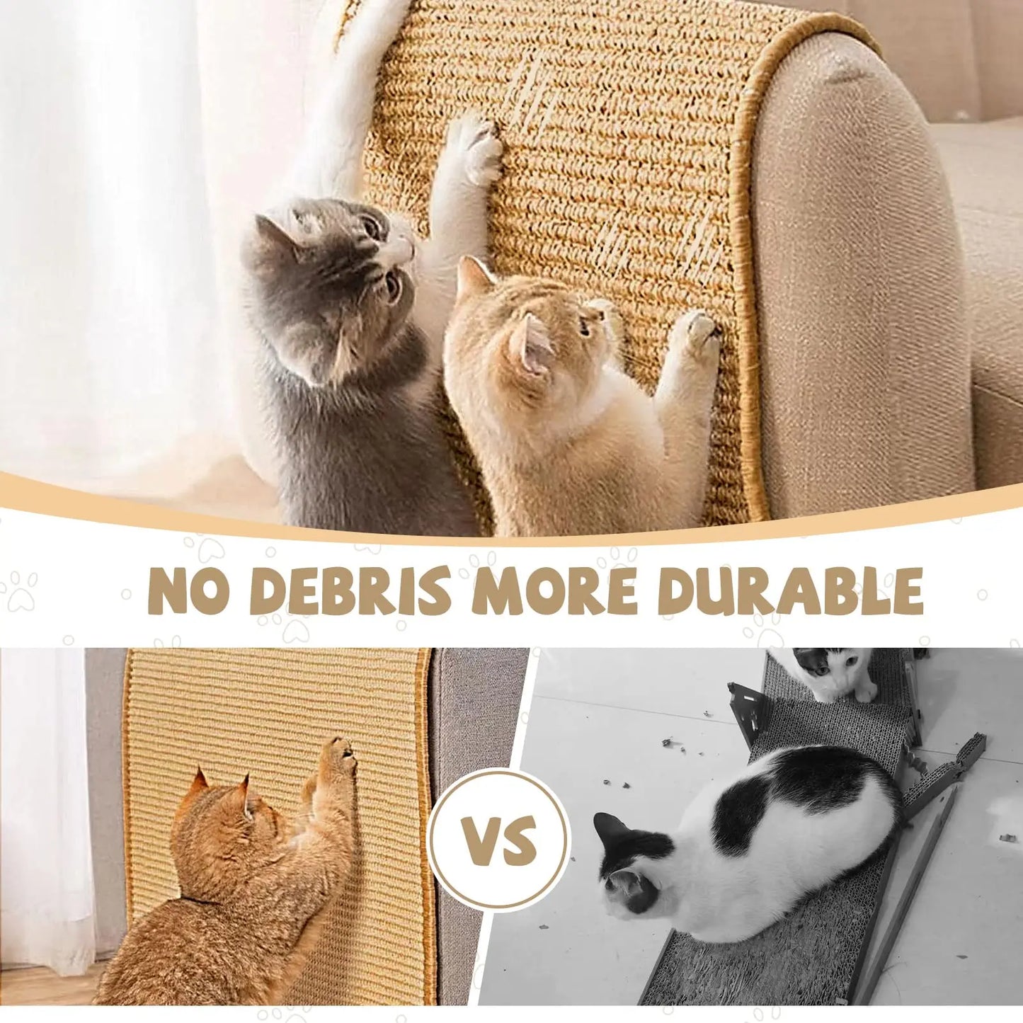 Carpet Cat Scratching Mat Sisal, 2 Packs Sisal Fabric Large 23.6" x 15.7" Scratching Pad for Indoor Cats with Adhesive Hook Loop Tape, Cat Scratching Rug Wall Scratchers for Indoor PIUPAW