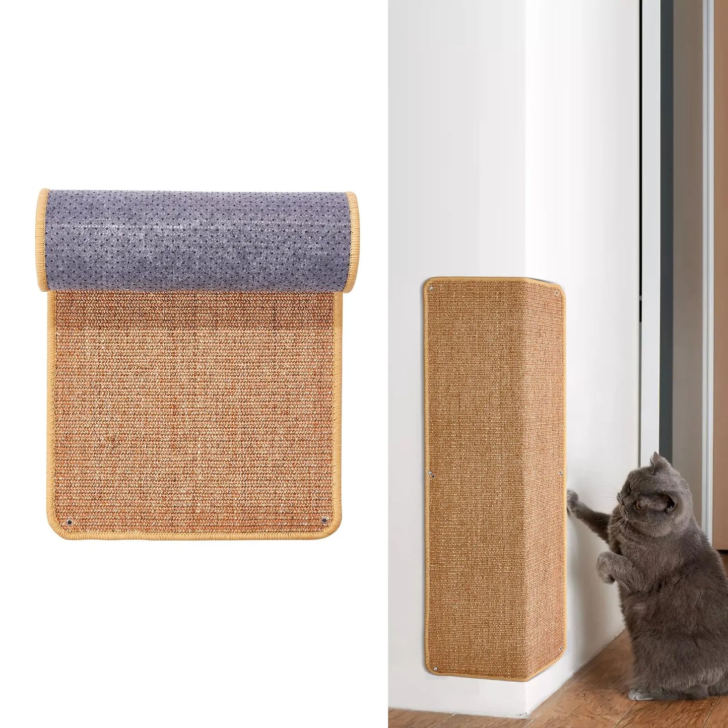 Natural Sisal Cat Wall Climbing Carpet, Wall Scratcher Carpet Mat Pad, Cat Climbing Wall, Tall Scratching Post, Wall Floor Couch Sofa Protector, Scratching Pad for Indoor Cats PIUPAW