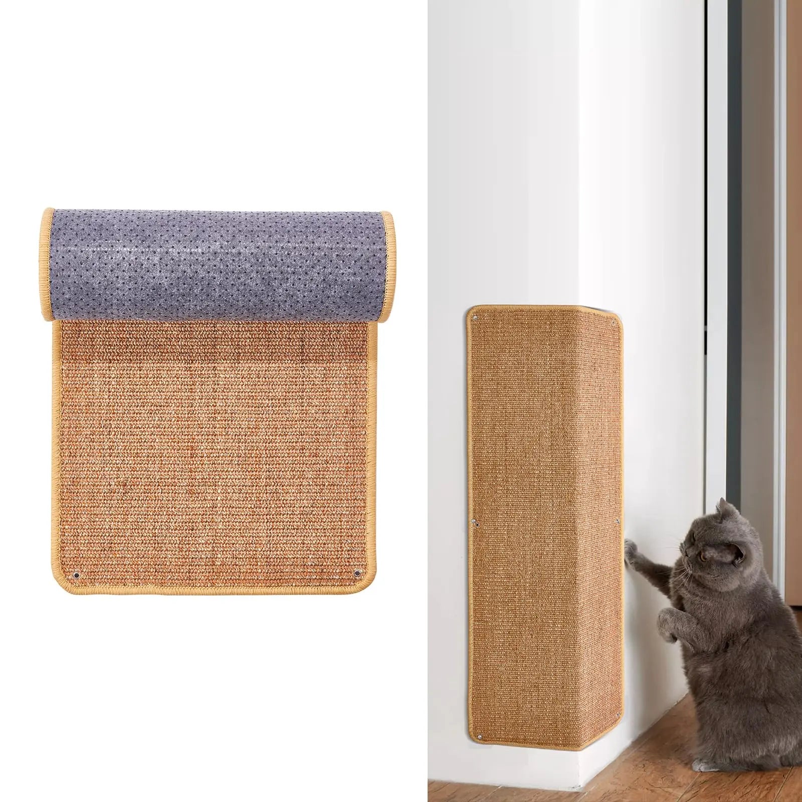 Natural Sisal Cat Wall Climbing Carpet, Wall Scratcher Carpet Mat Pad, Cat Climbing Wall, Tall Scratching Post, Wall Floor Couch Sofa Protector, Scratching Pad for Indoor Cats PIUPAW