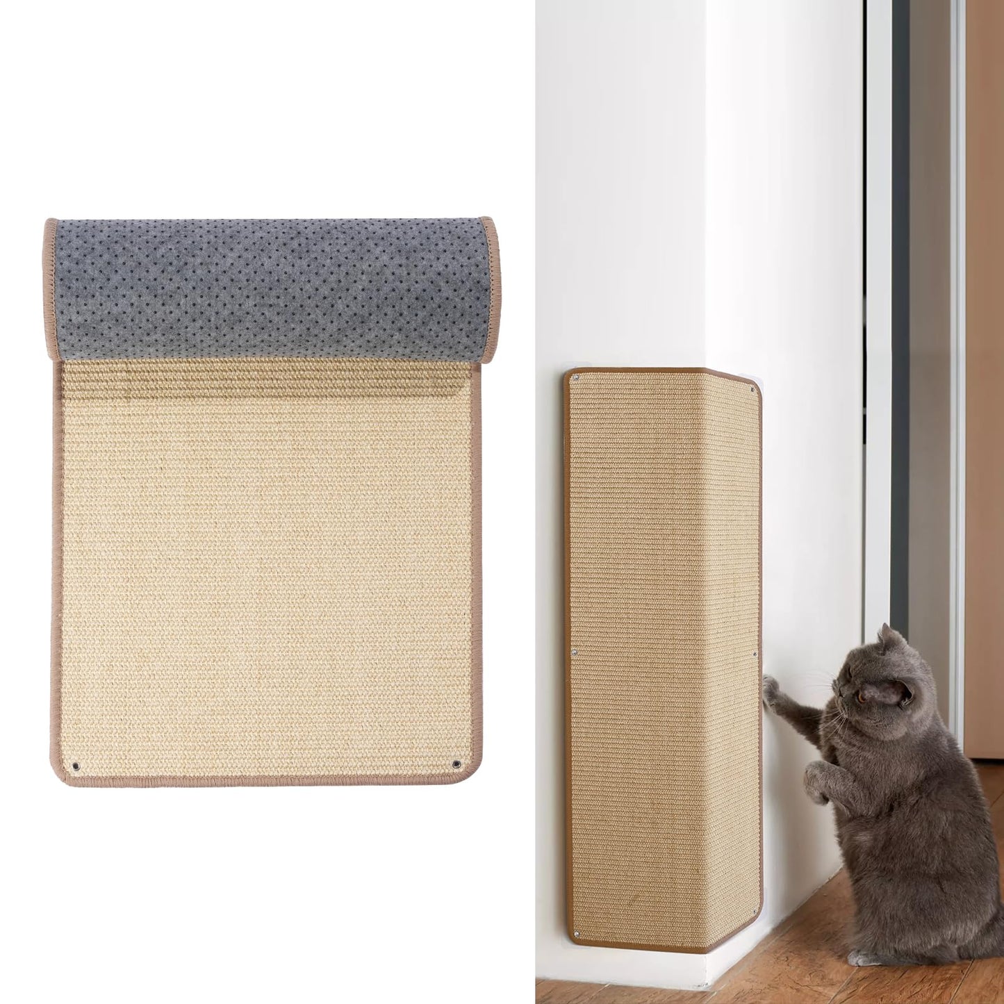 Natural Sisal Cat Wall Climbing Carpet, Wall Scratcher Carpet Mat Pad, Cat Climbing Wall, Tall Scratching Post, Wall Floor Couch Sofa Protector, Scratching Pad for Indoor Cats PIUPAW